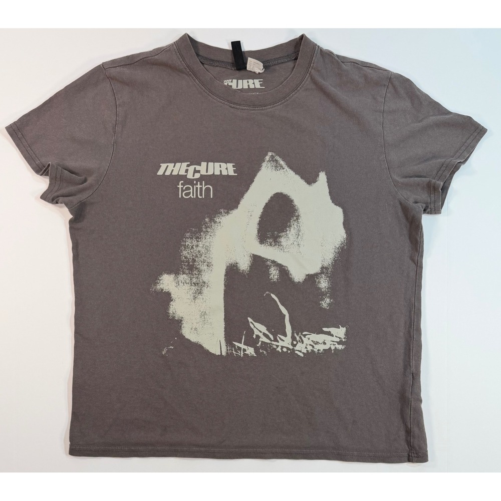 The Cure Faith Band Graphic Tee Shirt Grey Short Sleeve Womens Small